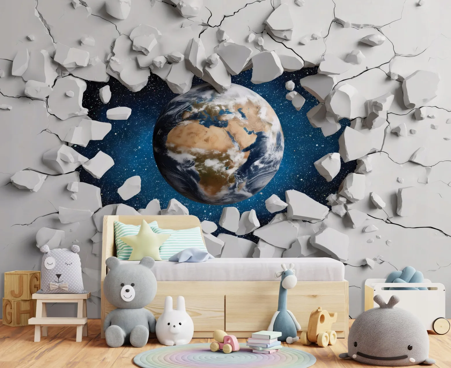 Fototapeta 3D Szary Na Flizelinie Dla Dzieci 250x175