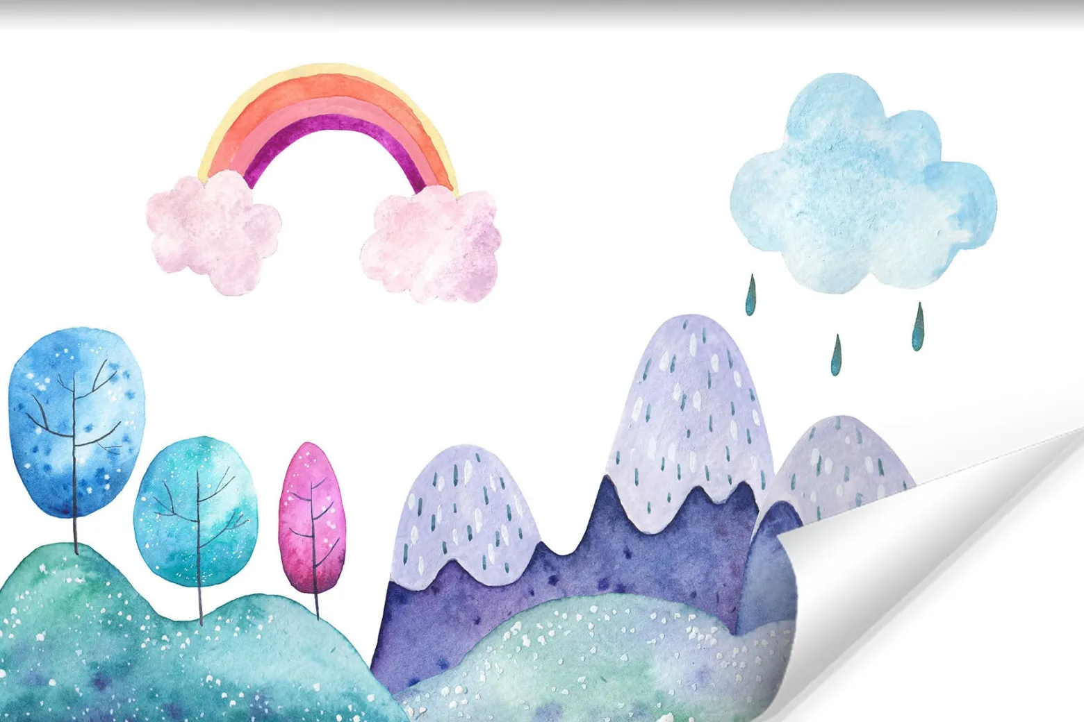 Fototapeta Dziecięca Malowane GÓRY W Stylu Boho 90x60cm