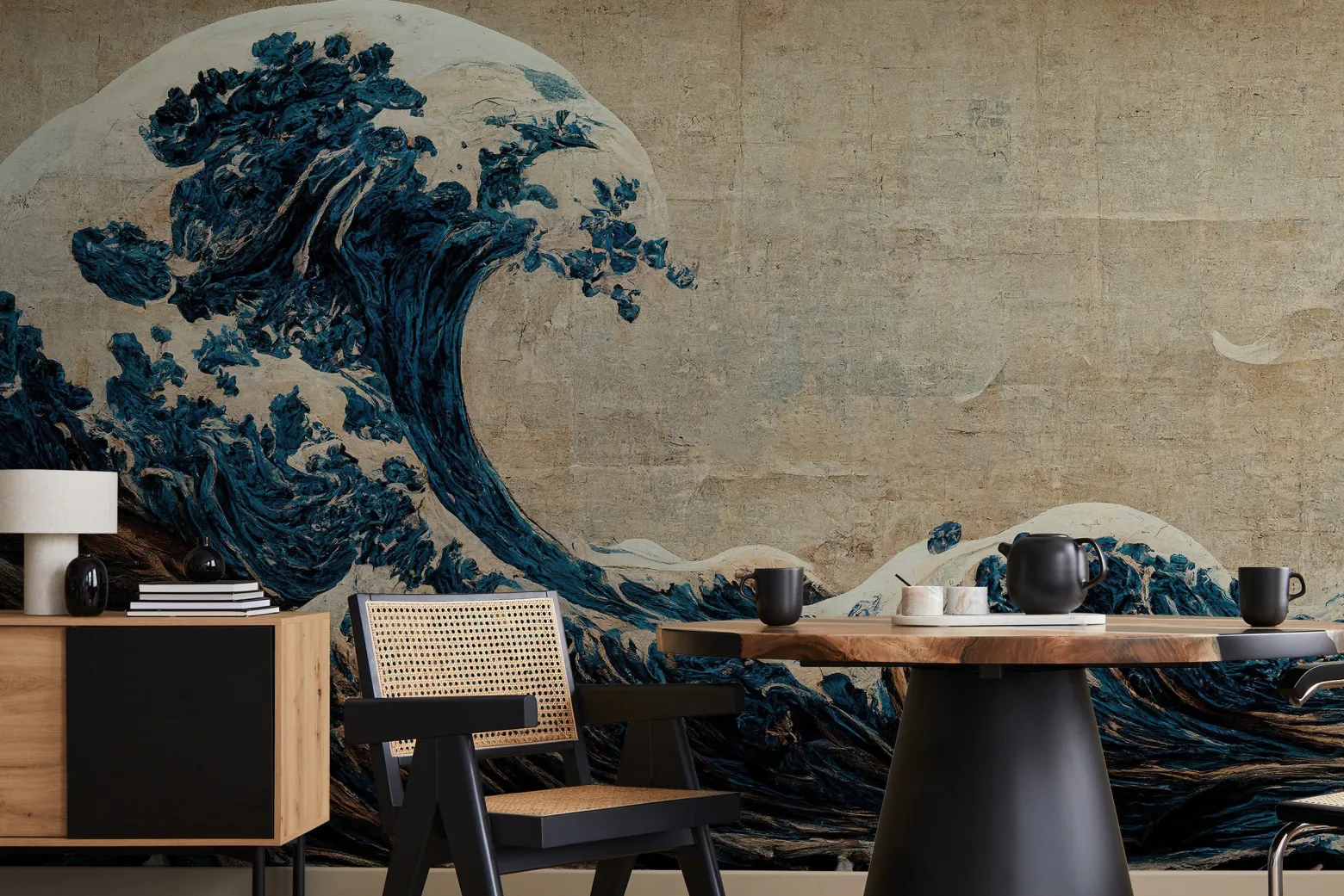 Fototapeta FALE Ocean Japoński Styl Vintage 90x60cm