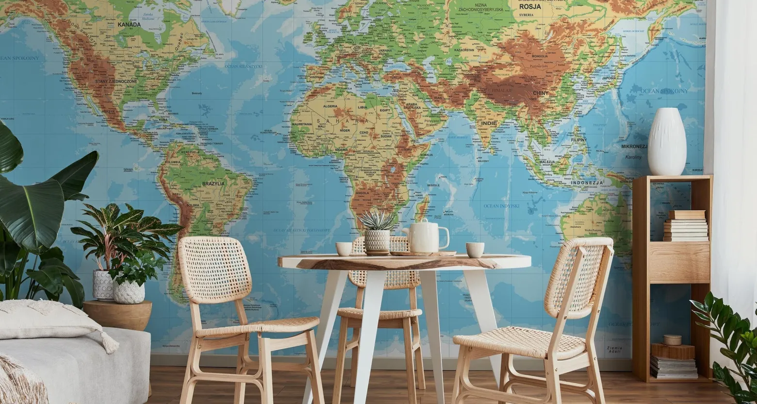 Fototapeta Fizyczna Mapa Świata 90x60cm