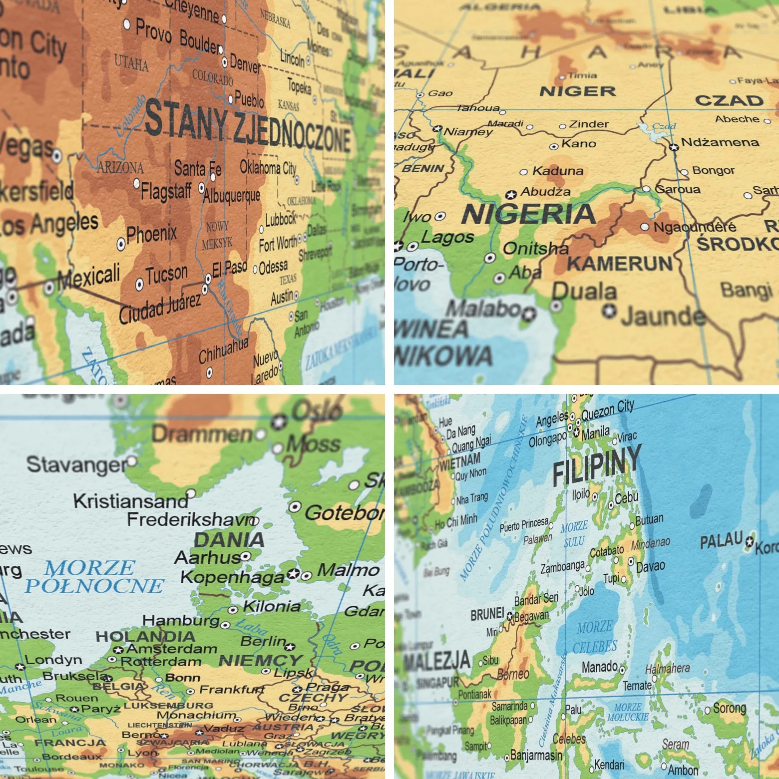 Fototapeta Fizyczna Mapa Świata 90x60cm