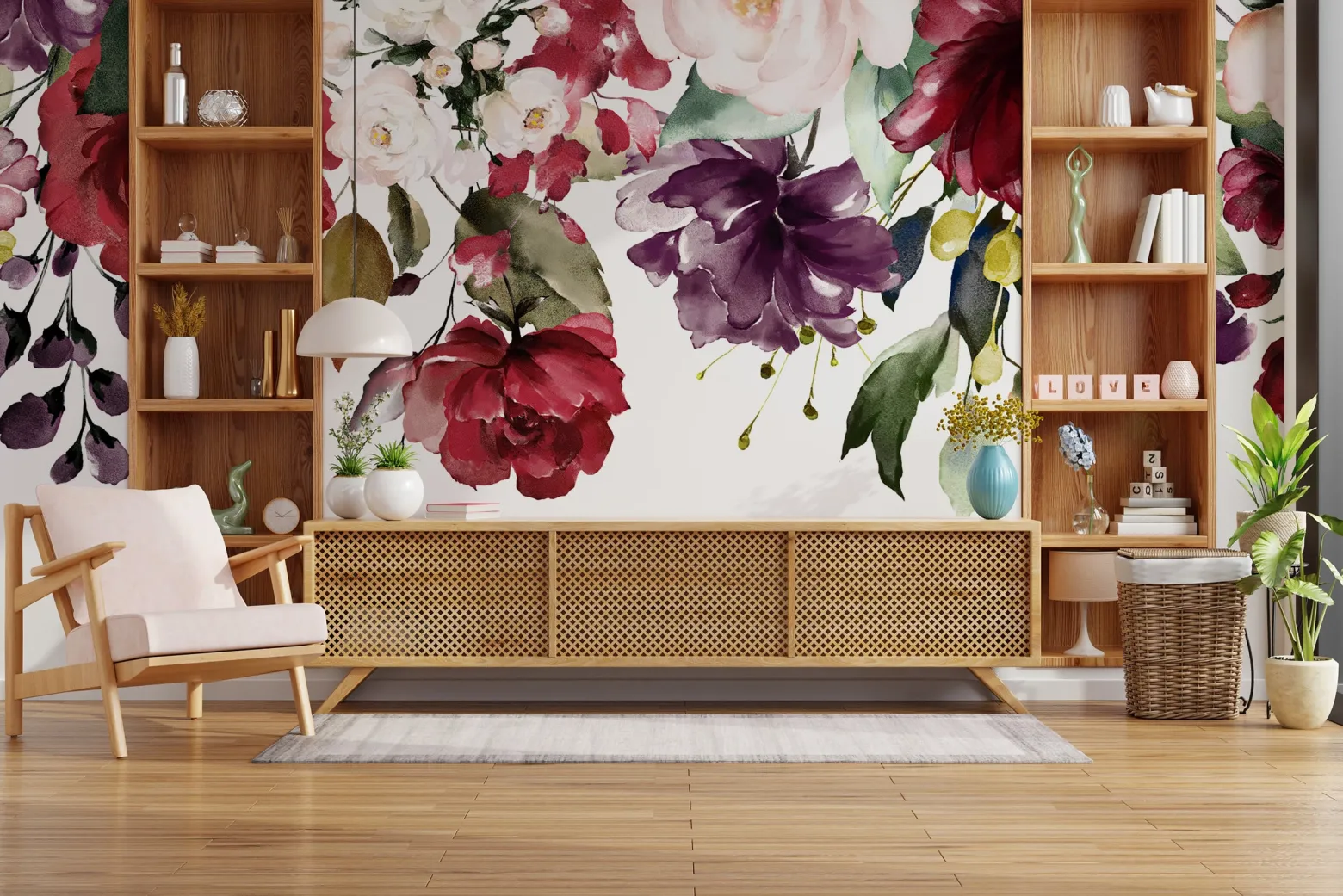 Fototapeta Kolorowe Kwiaty Malowane Akwarelą 90x60cm
