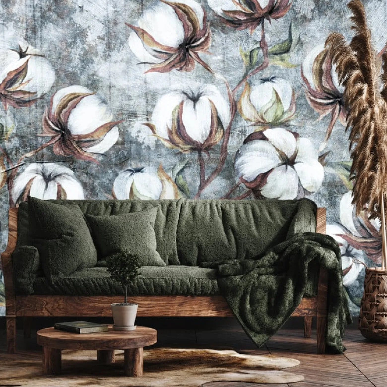 Fototapeta Kulki Bawełny Na Betonie 90x60cm