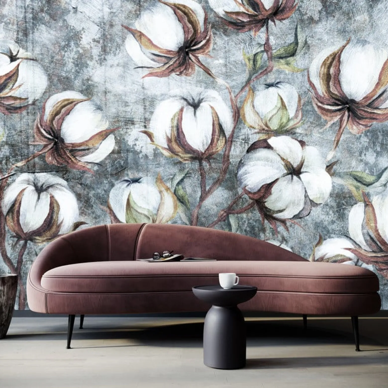 Fototapeta Kulki Bawełny Na Betonie 90x60cm