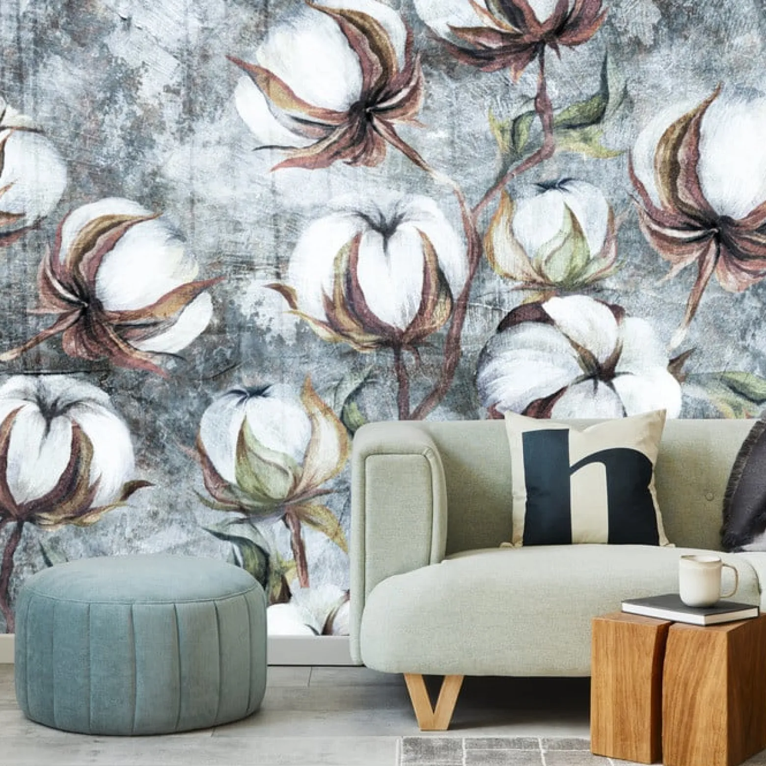 Fototapeta Kulki Bawełny Na Betonie 90x60cm