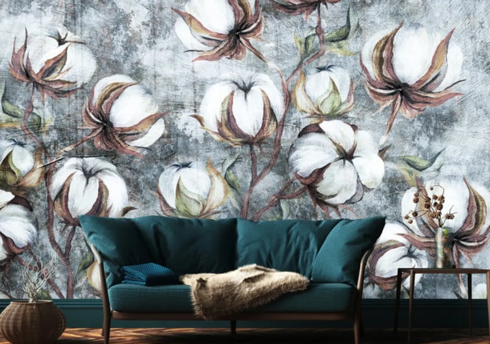 Fototapeta Kulki Bawełny Na Betonie 90x60cm