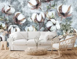 Fototapeta Kulki Bawełny Na Betonie 90x60cm