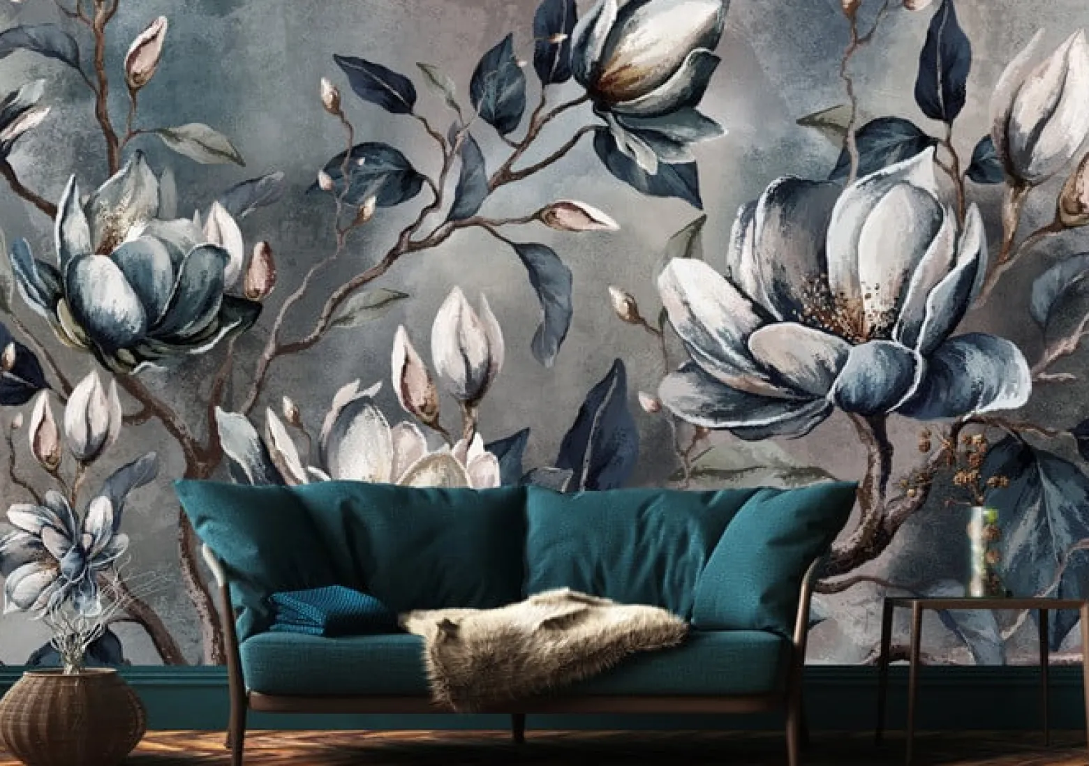 Fototapeta Kwiaty Magnolii Na Betonie 90x60cm