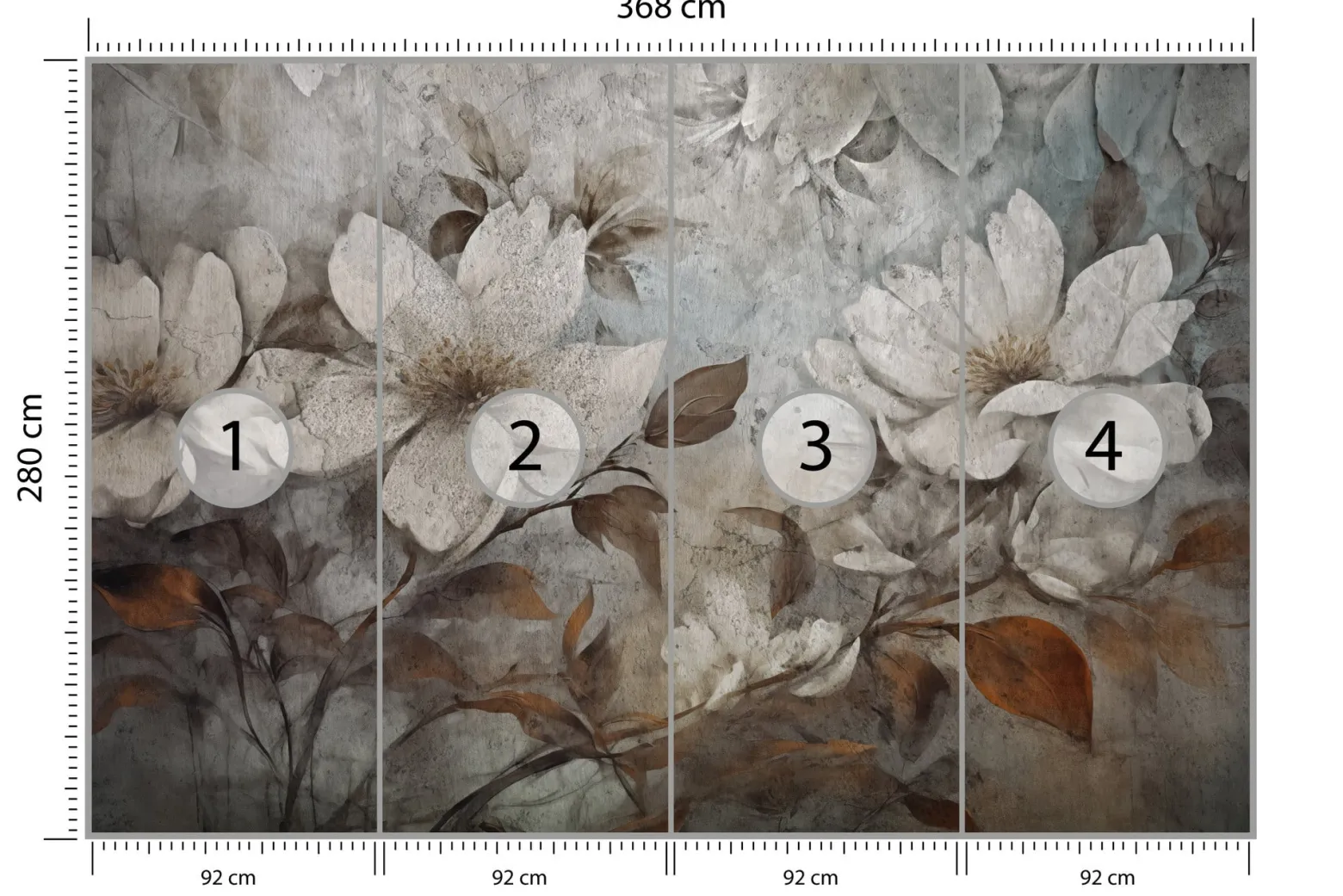 Fototapeta Kwiaty Na Betonie W Stylu Vintage 368x280cm
