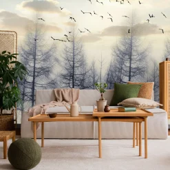 Fototapeta Las Spowity Mgłą O Wschodzie 90x60cm