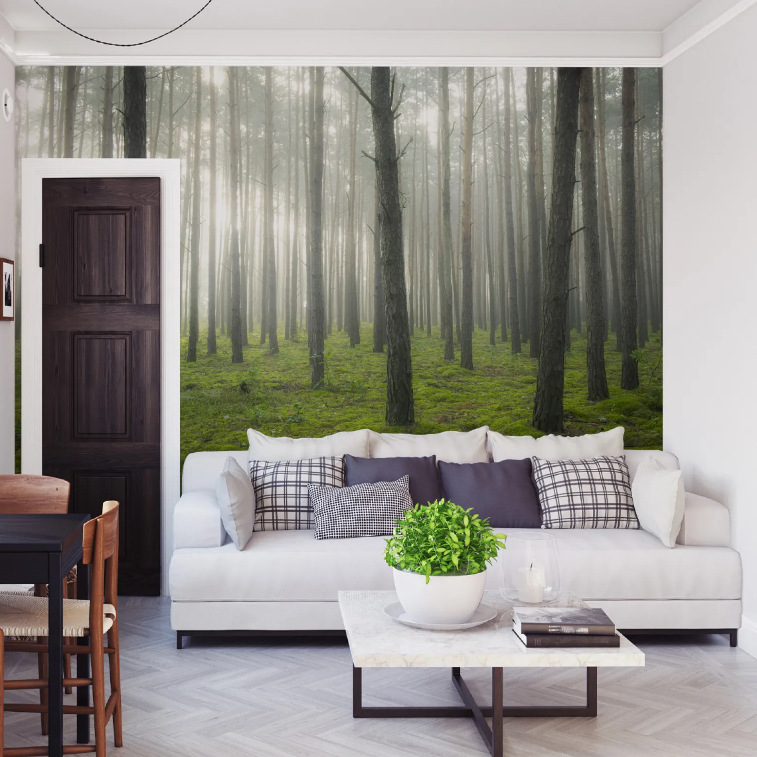 Fototapeta Las W Gęstej Mgle 90x60cm