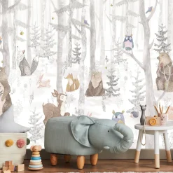 Fototapeta Leśne zwierzęta w stylu skandynawskim 90x60cm