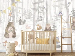 Fototapeta Leśne zwierzęta w stylu skandynawskim 90x60cm
