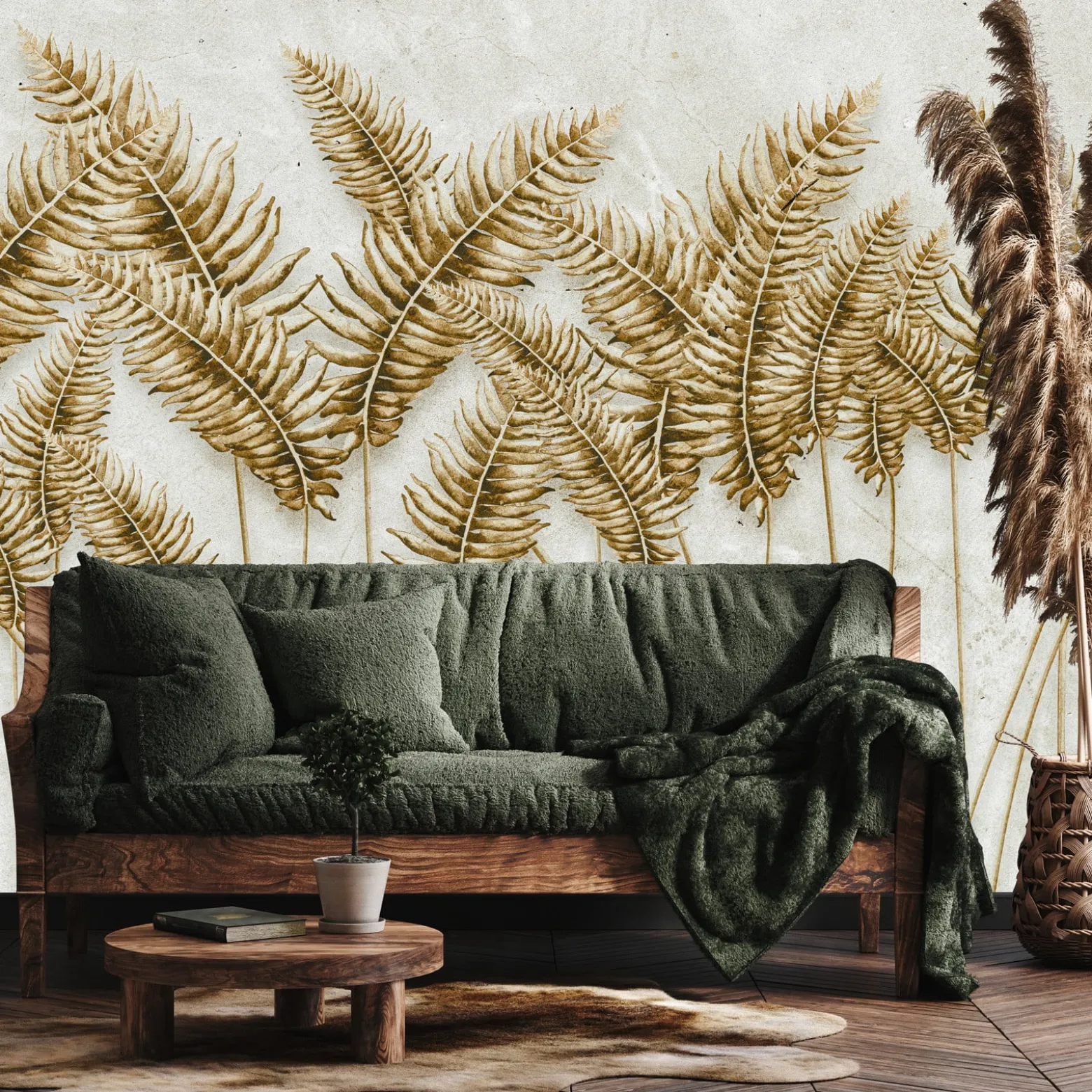 Fototapeta Liście Palmowe Na Betonie 90x60cm