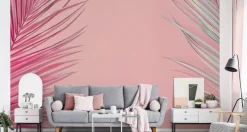 Fototapeta Liście Palmowe na RÓŻOWYM Tle 90x60cm