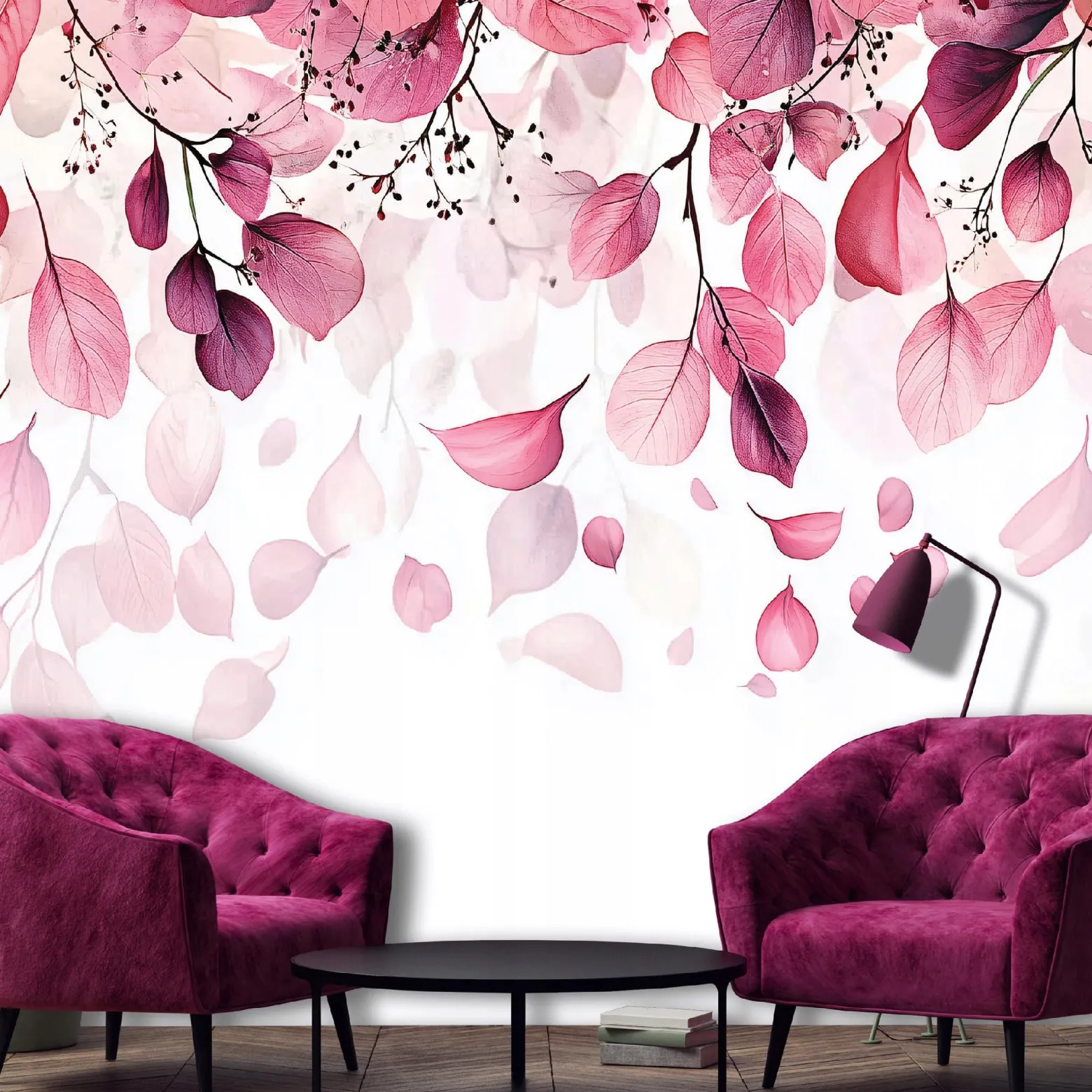 Fototapeta Liście Wiszące Różowe Sypialnia Salon Tapeta Flizelina 250X175