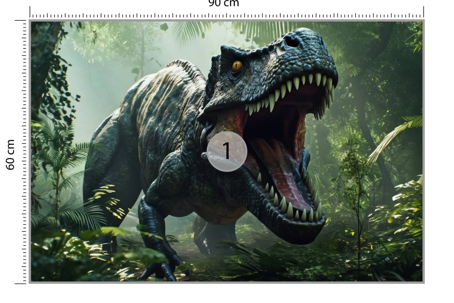 Fototapeta Młodzieżowa Niebezpieczny Dinozaur 3D 90x60cm