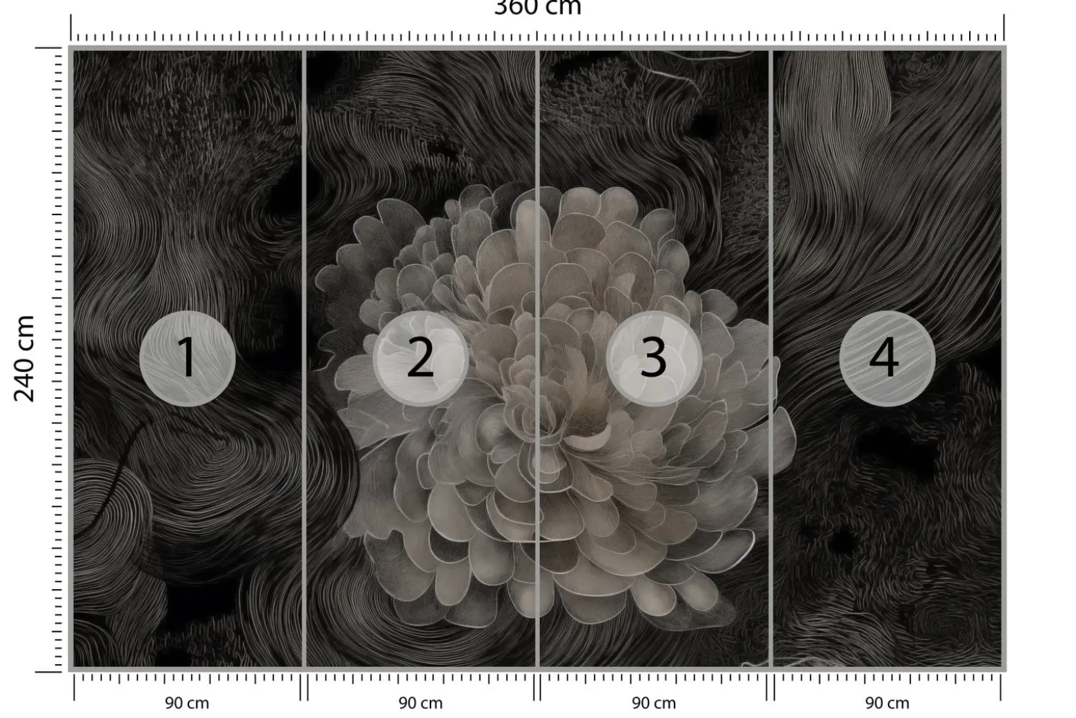 Fototapeta Monochromatyczna Kwiatowa Abstrakcja 360x240cm