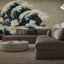 Fototapeta OCEAN Fale Japoński Styl Retro 90x60cm