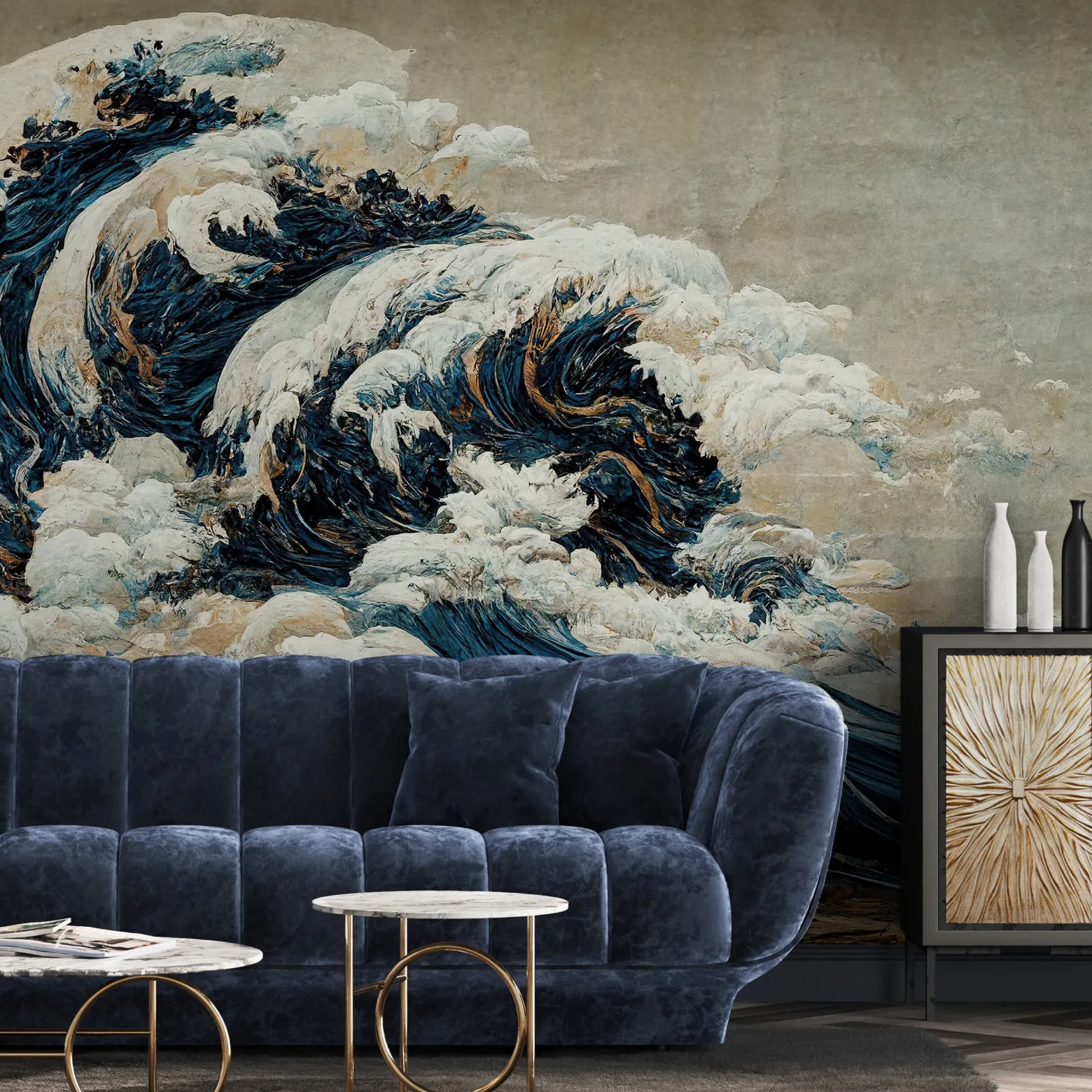 Fototapeta OCEAN Fale Japoński Styl Retro 90x60cm