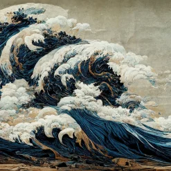 Fototapeta OCEAN Fale Japoński Styl Retro 90x60cm