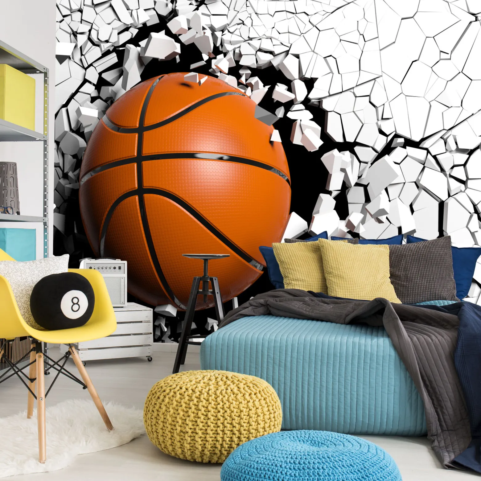 Fototapeta Piłka Koszykowa W Ścianie 3D 90x60cm