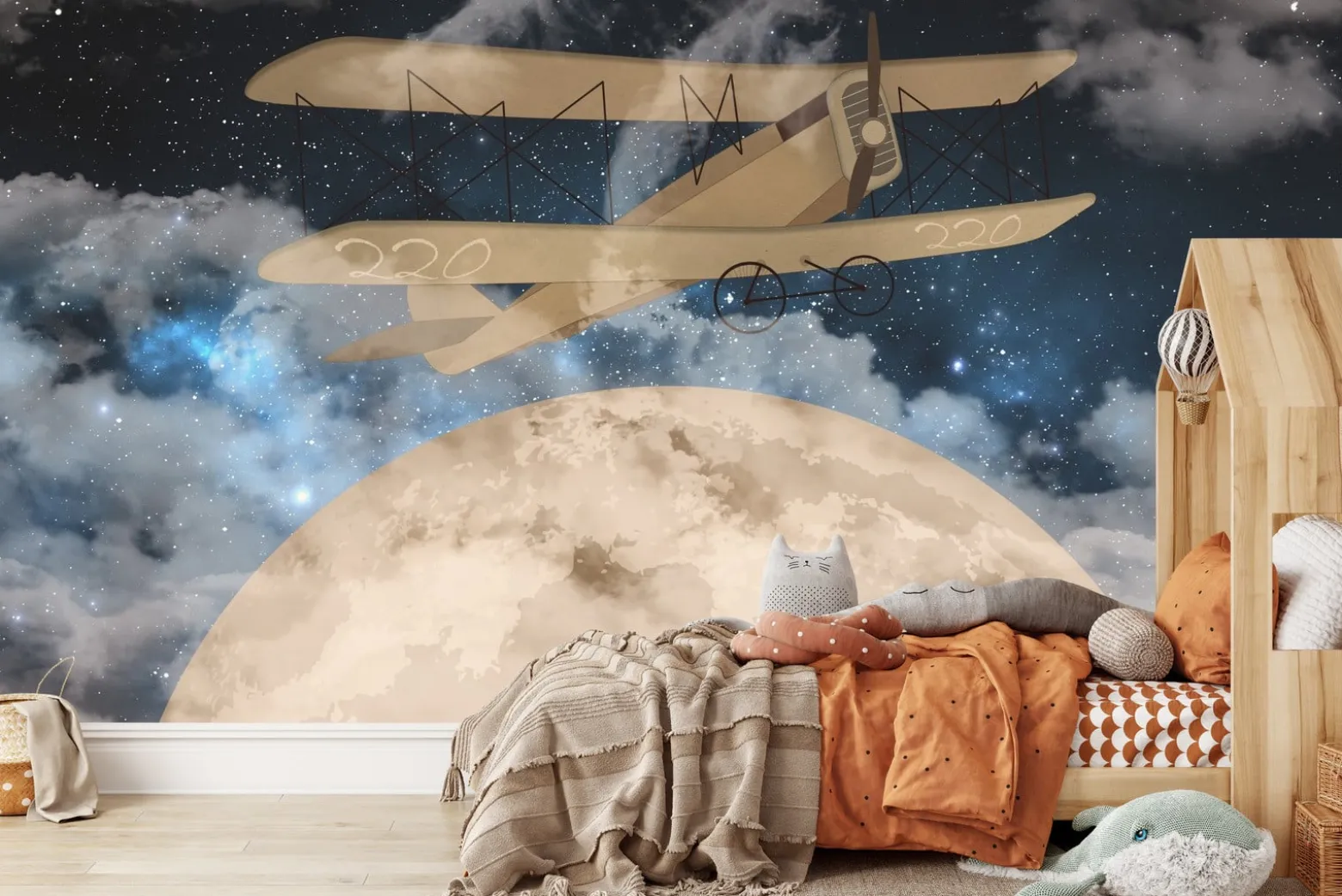 Fototapeta Samolot Na Nocnym Niebie 90x60cm