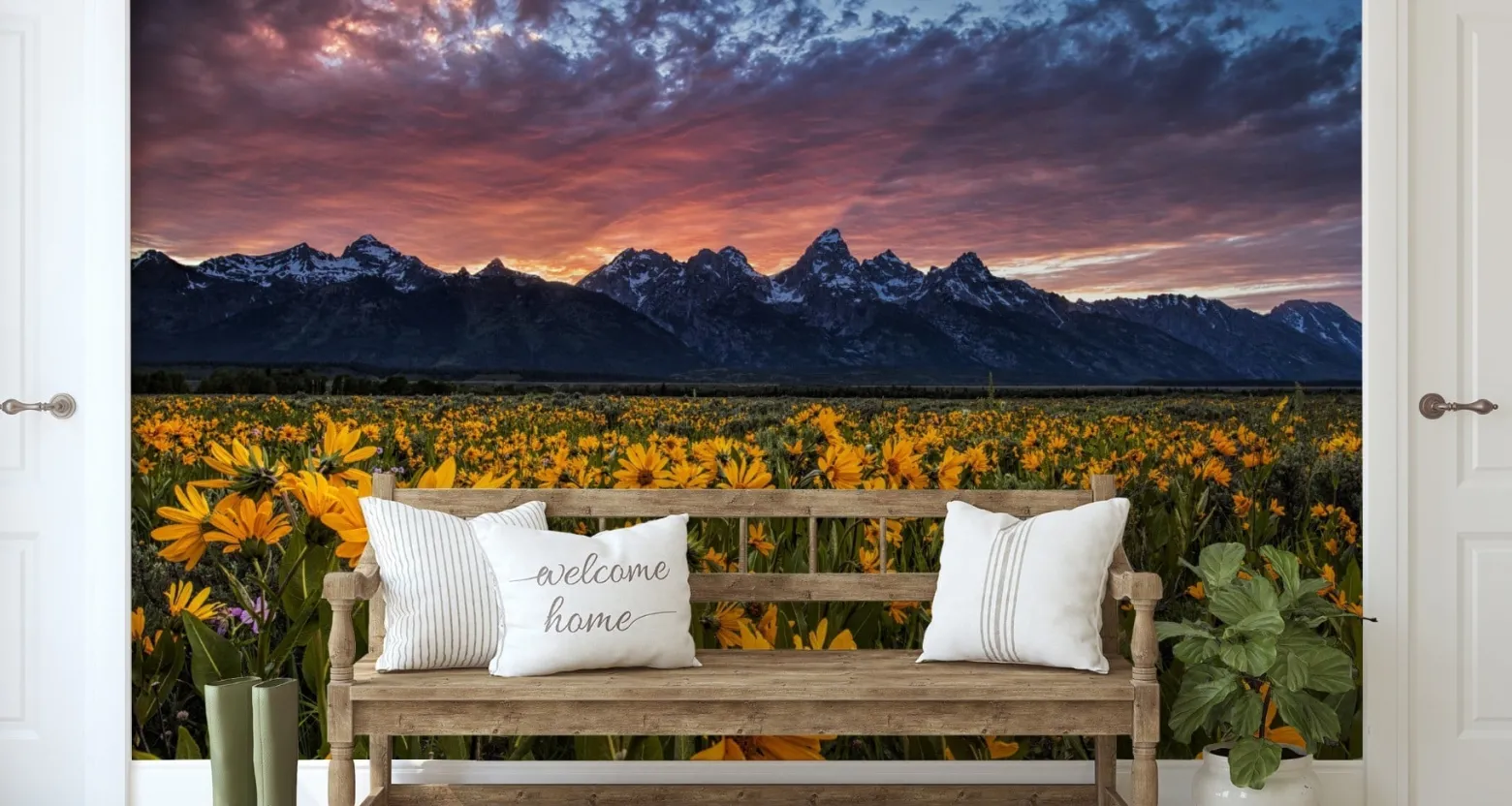 Fototapeta ZACHÓD Słońca Żółte Kwiaty 3D 90x60cm