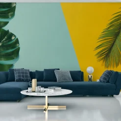 Fototapeta Zielone LIŚCIE na Kolorowym Tle 90x60cm