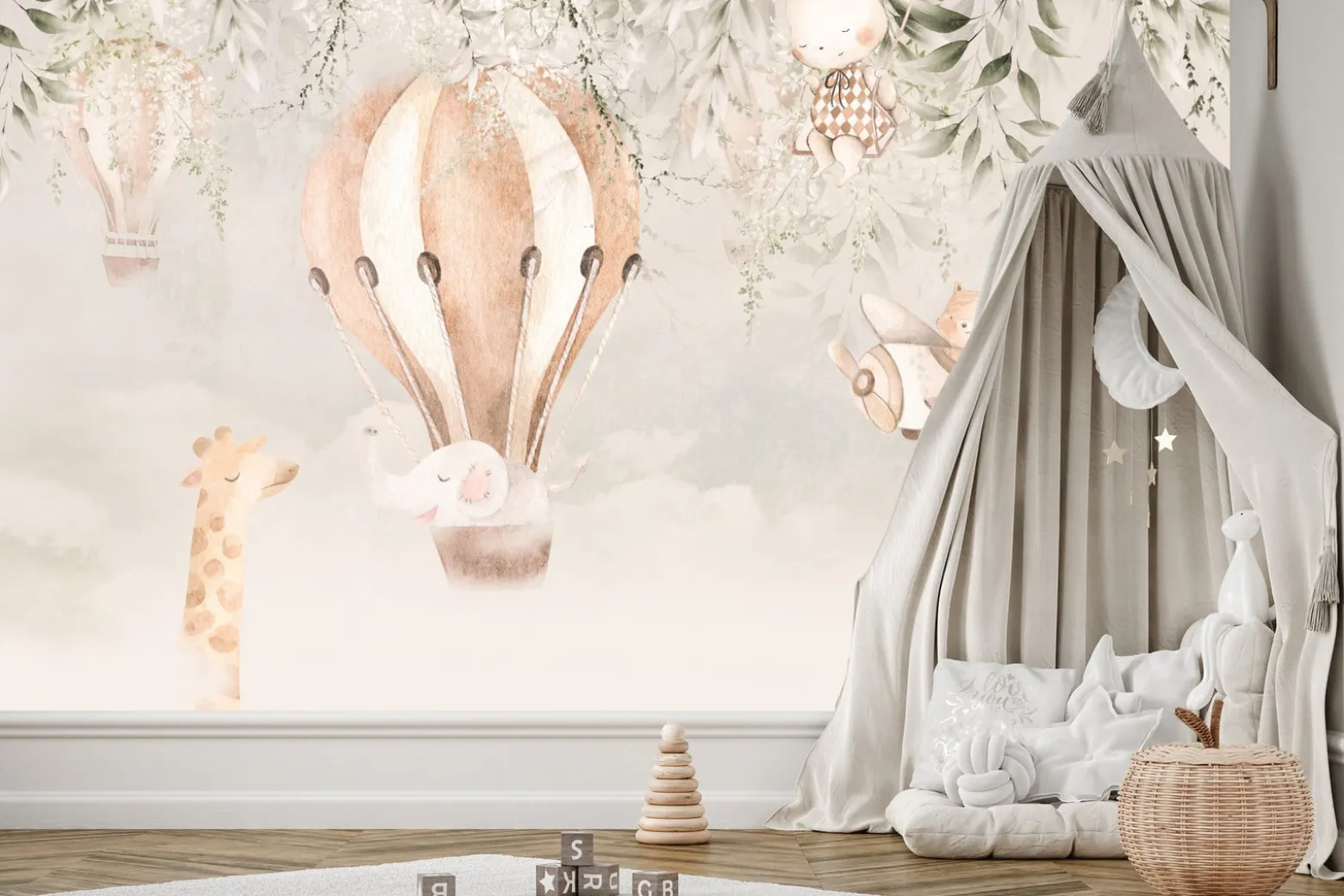 Fototapeta Zwierzęta W Chmurach W Stylu Boho 90x60cm