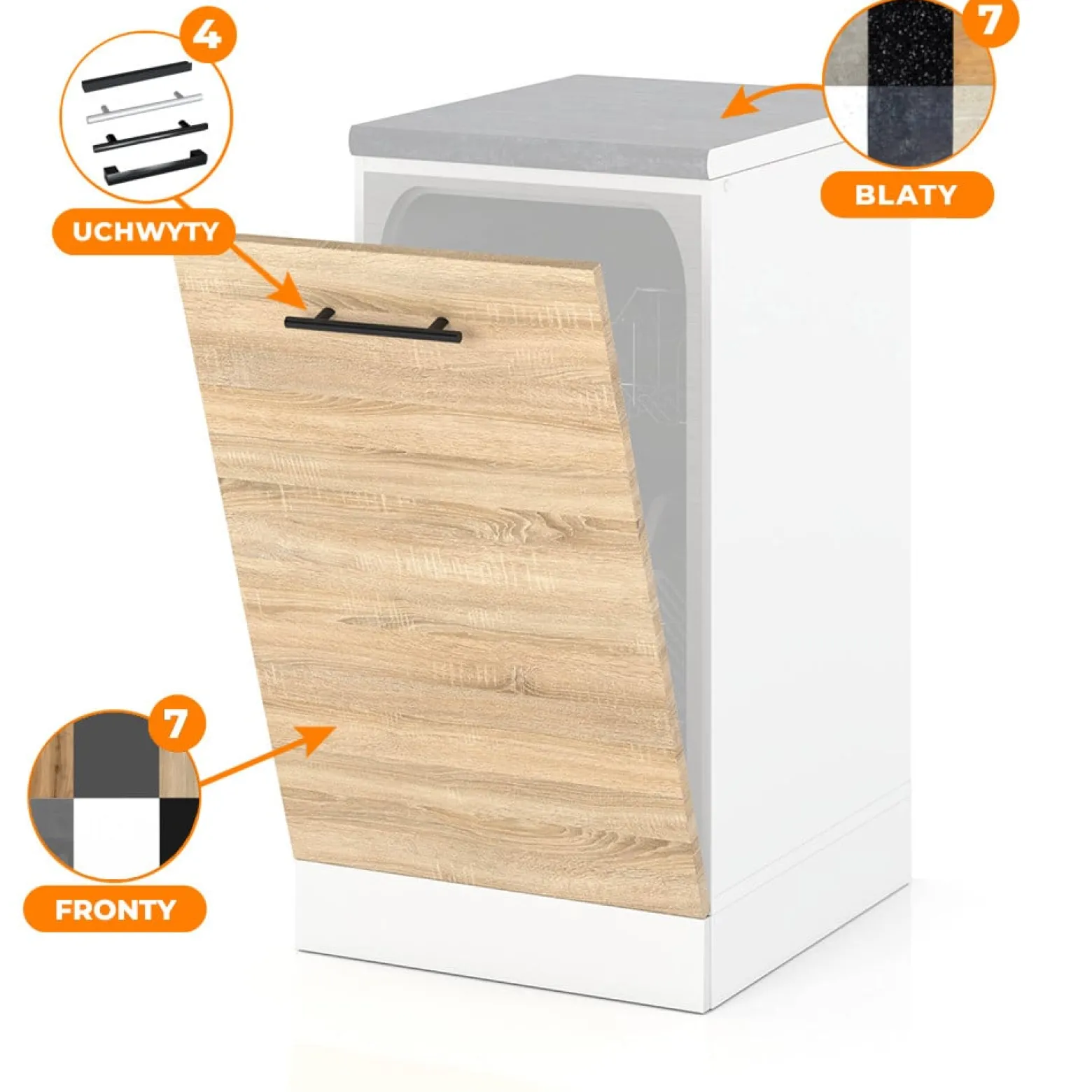 Front zabudowa zmywarki szafka 45cm spremium dąb sonoma