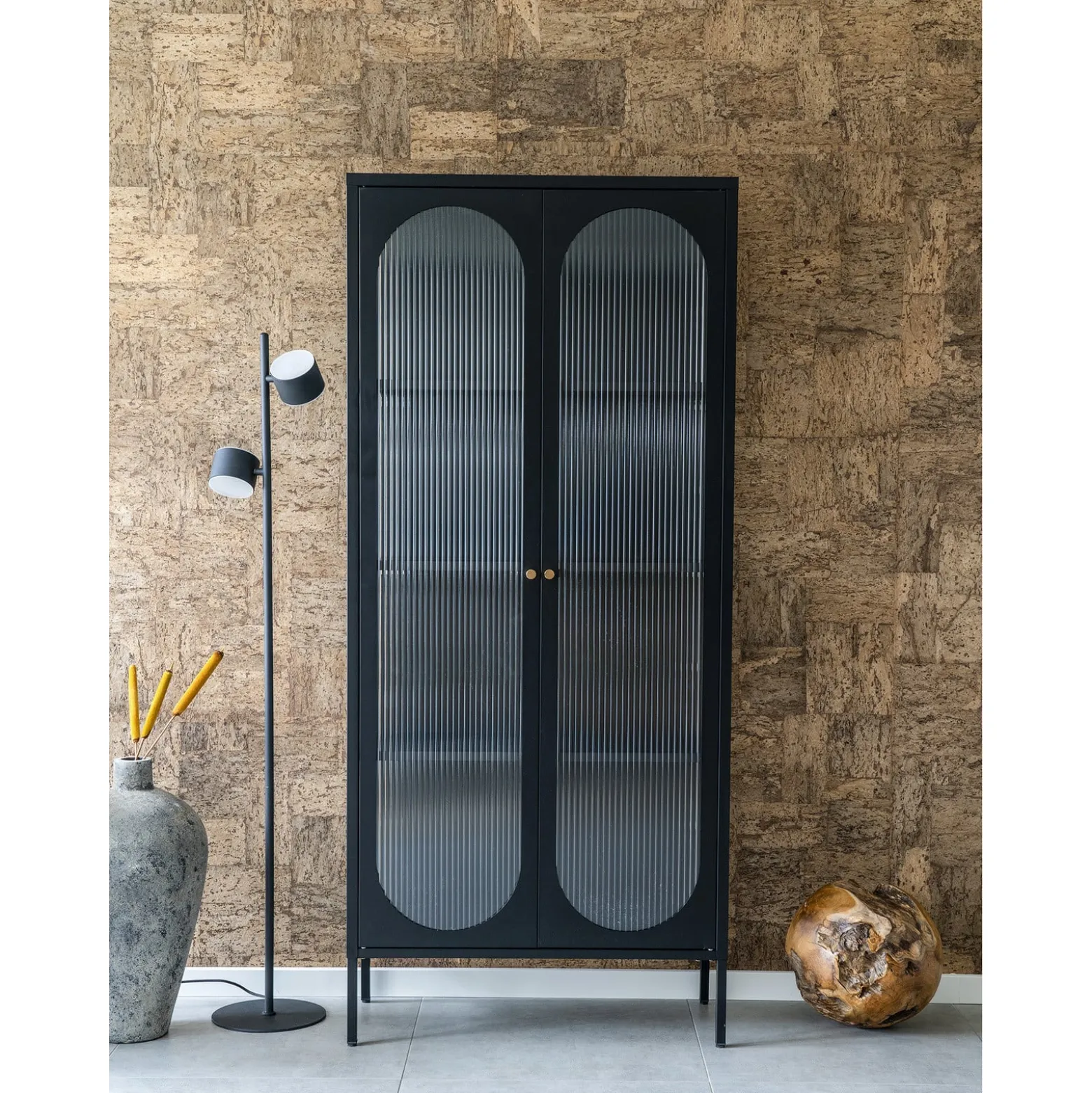 GABLOTA Adelaide 180 cm czarna 2-drzwiowa SZKLANA metalowa