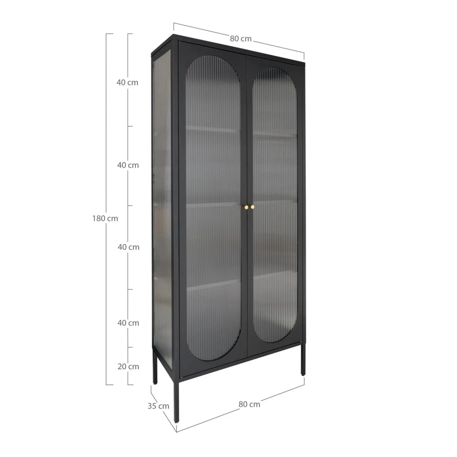 GABLOTA Adelaide 180 cm czarna 2-drzwiowa SZKLANA metalowa