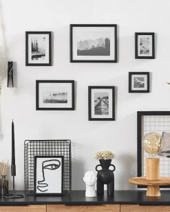 Galeria ścienna ramki z haczykami 6 sztuk czarna