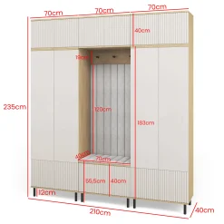 Garderoba Zora wersja 3 Dąb Cremona/Cashmere Trinity 15 wysokie nóżki