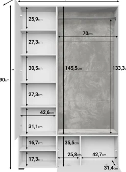 Garderoba 117 cm do przedpokoju z lustrem DORANO biały