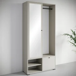 Garderoba 90 cm szafa do przedpokoju z lustrem półkami i drążkiem kaszmir