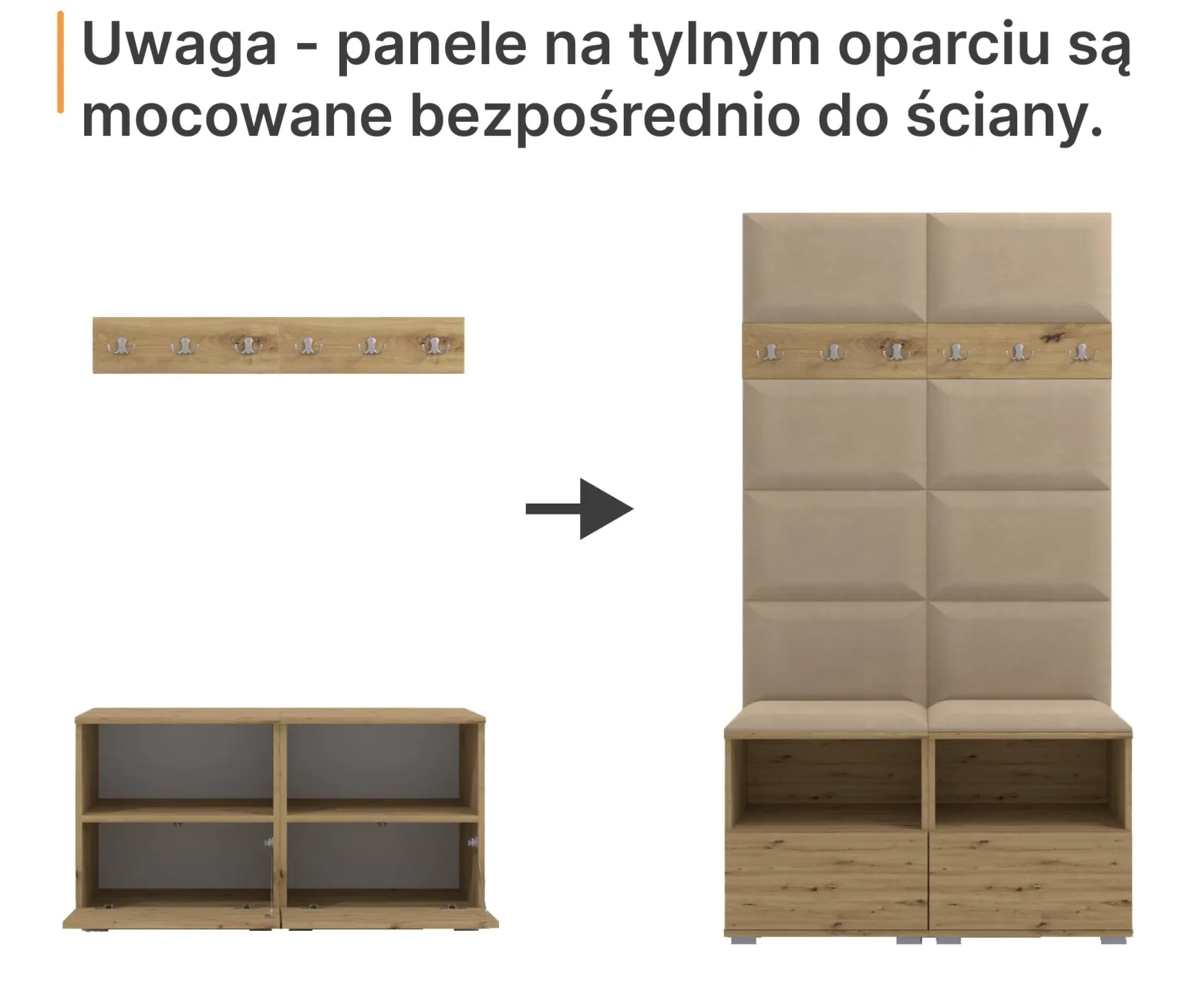 Garderoba do przedpokoju Nela II z lustrem - kolor biały