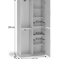 Garderoba LANO do przedpokoju 100 cm z lustrem | Biała