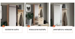 Garderoba Luks z lustrem, wieszakami i półkami 97×195×30 dąb truflowy