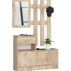 Garderoba, szafka na buty, wieszak, BELLANO, 90x25x170, sonoma,| TYLETEGOTU