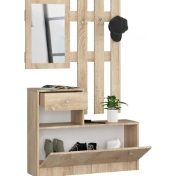 Garderoba, szafka na buty, wieszak, BELLANO, 90x25x170, sonoma,| TYLETEGOTU