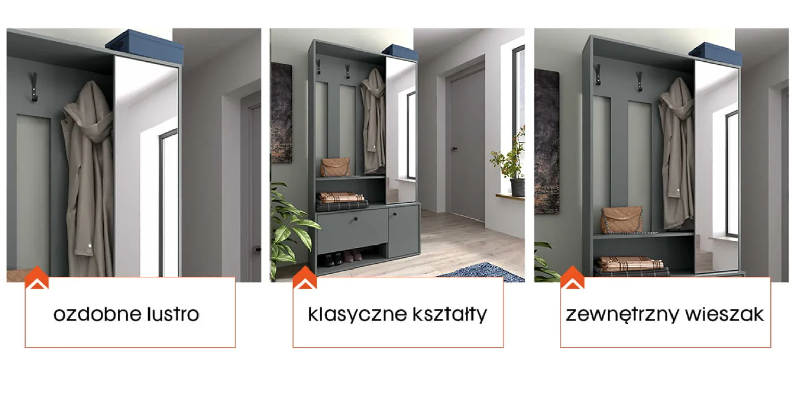 Garderoba TOPS grafit z lustrem do przedpokoju