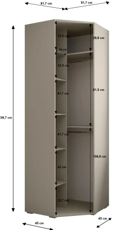 Garderoba wysoka do przedpokoju INOVA 4 Z1 kaszmir+złoty