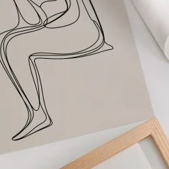 Grafiki na ścianę A4 Subtelna kreska na kremowym tle