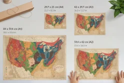 Grafiki na ścianę A4 Mapa geologiczna USA projektu Williama Blake’a