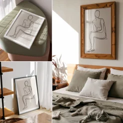 Grafiki na ścianę A4 Subtelna kreska na kremowym tle