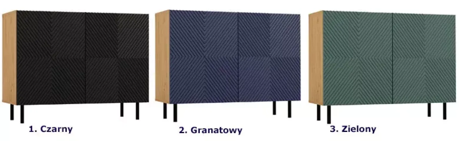 Granatowa nowoczesna komoda z ryflowanymi frontami - Ello
