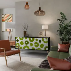 GREEN RHAPSODY Komoda 3 drzwi Czarna-Bukowa skośna
