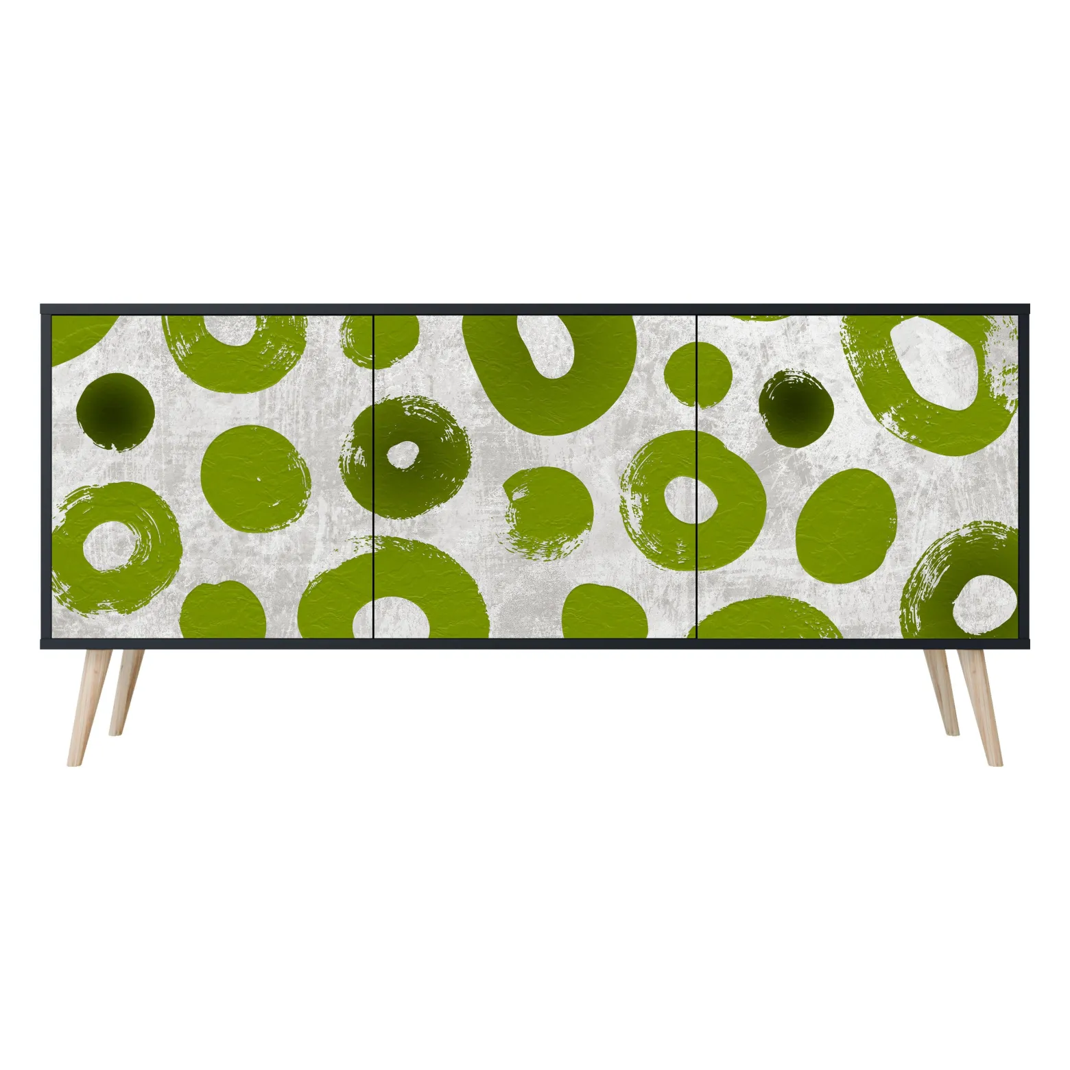 GREEN RHAPSODY Komoda 3 drzwi Czarna-Bukowa skośna